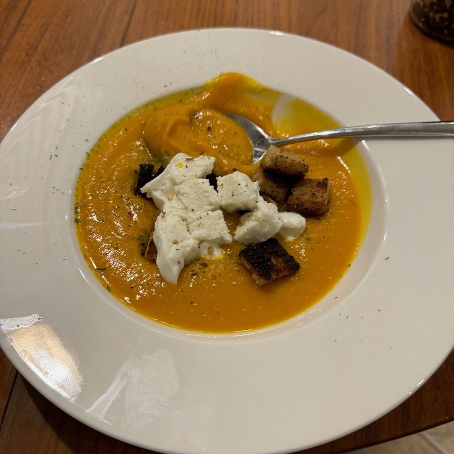 Red kuri squash and chestnut soup